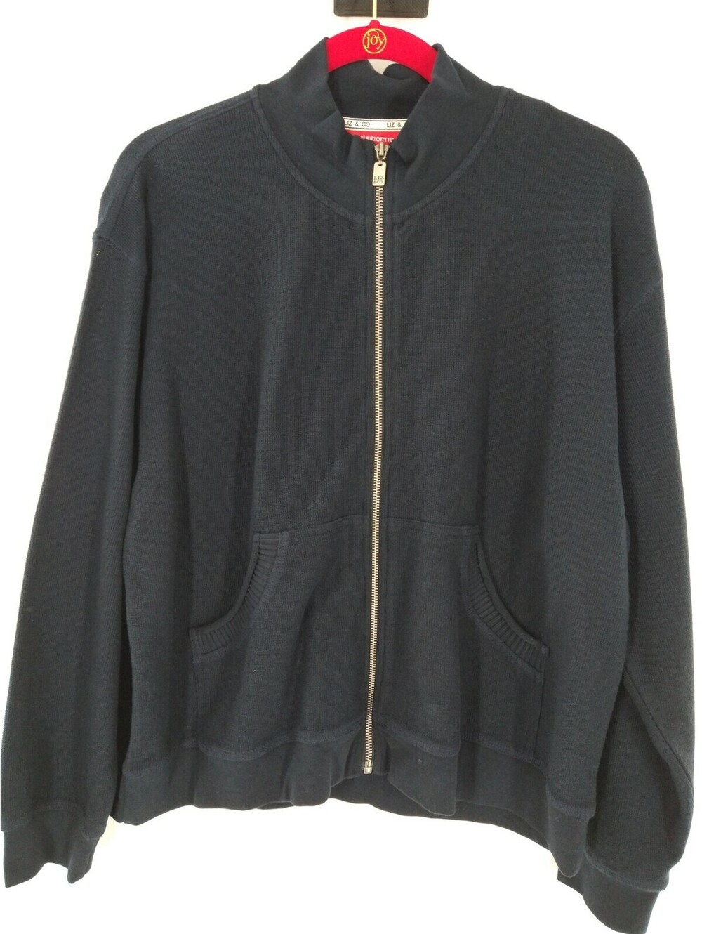 Liz Claiborne Petite Large Full Zip Tight Knit Sweater NWT 039
